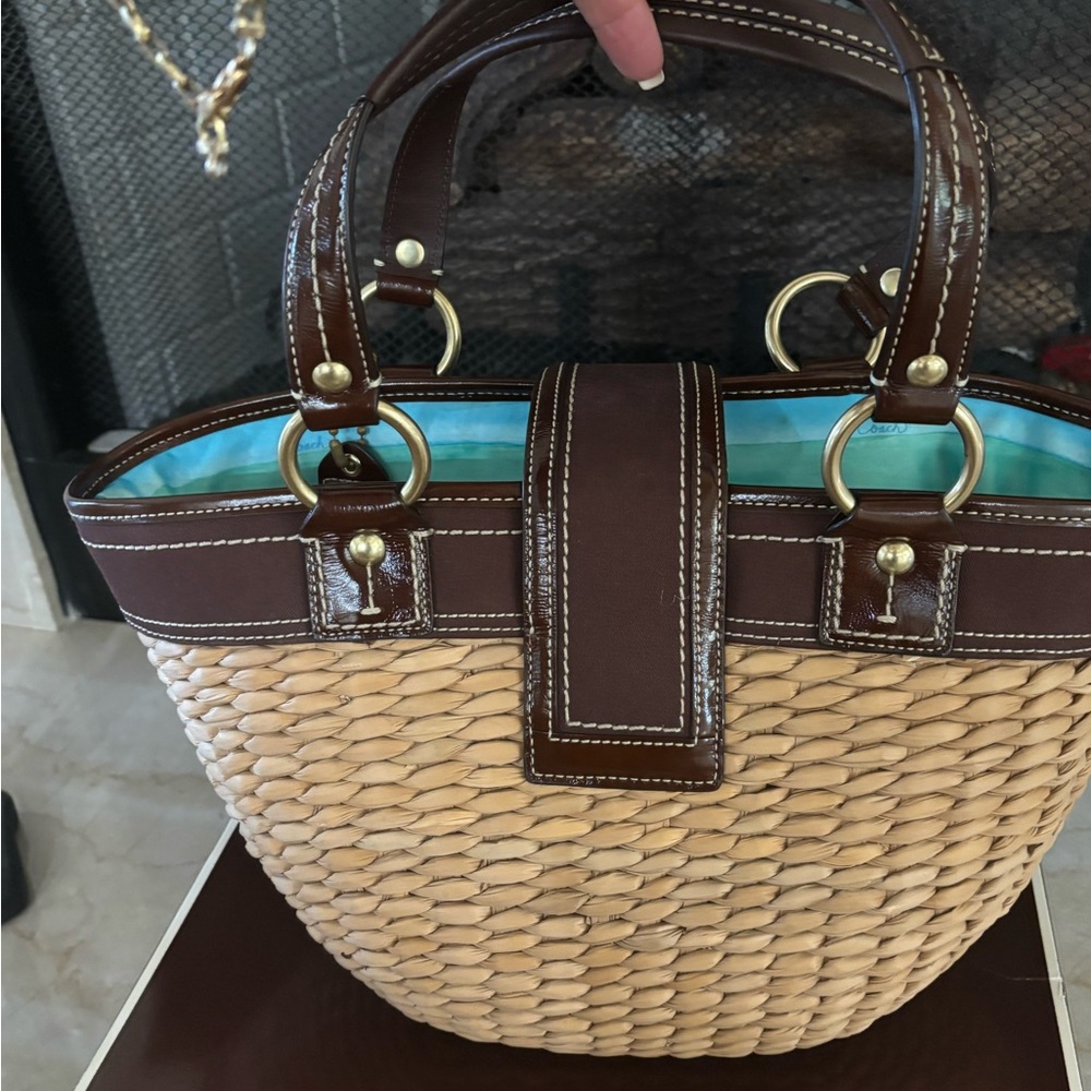 Coach Brown and Tan Leather Trim Tote - Picture 2 of 7
